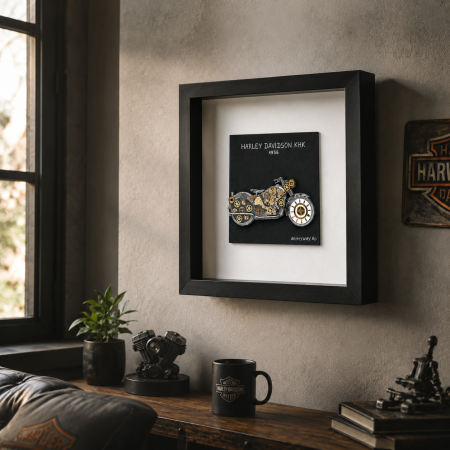 Cadouri - Tablou Harley Davidson KHK 1956 Handmade Steampunk Born to Ride Motocicleta ArtMyWay Romania