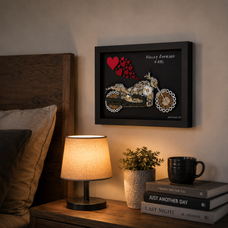 Tablou Harley Davidson V-Rod Handmade Steampunk Born to Ride Motocicleta ArtMyWay Romania [2]