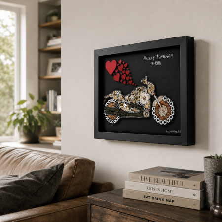 Tablou Harley Davidson V-Rod Handmade Steampunk Born to Ride Motocicleta ArtMyWay Romania [1]