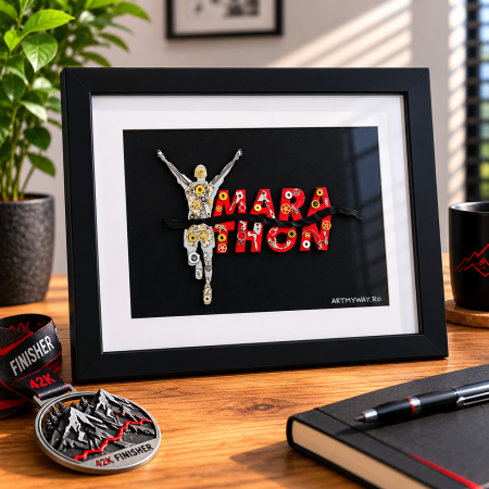 Colecții - Tablou Maraton Alergator Handmade 3D BornToRide Steampunk Cadou Runner ArtMyWay Romania