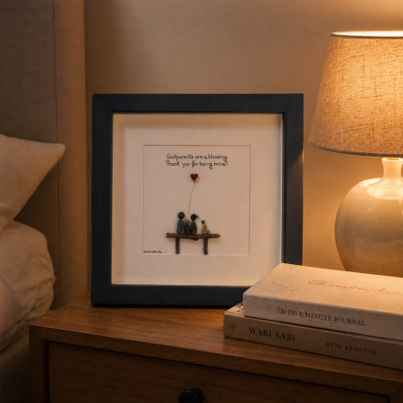 Tablou Pebble Art Nașii - Părinții Spirituali Pietre Naturale Rau Handmade ArtMyWay Romania [1]