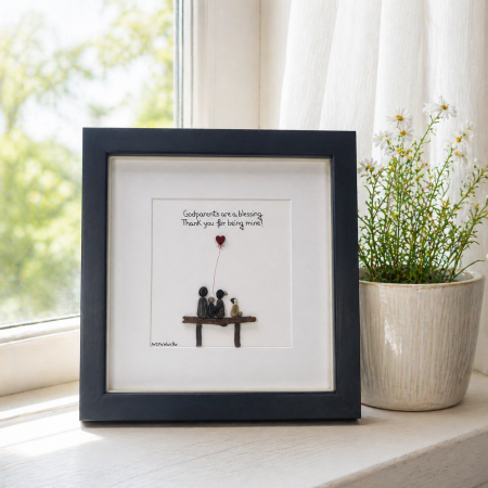 Pentru EA - Tablou Pebble Art Nașii - Părinții Spirituali Pietre Naturale Rau Handmade ArtMyWay Romania