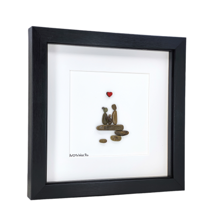 Tablou Familie mama tata copil pietricele naturale Pebble Art cadou ArtMyWay [2]