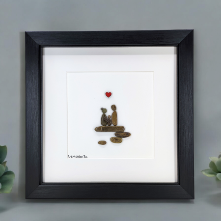 Tablouri cu Pietre de Rau / Pebble Art - Tablou Familie mama tata copil pietricele naturale Pebble Art cadou ArtMyWay