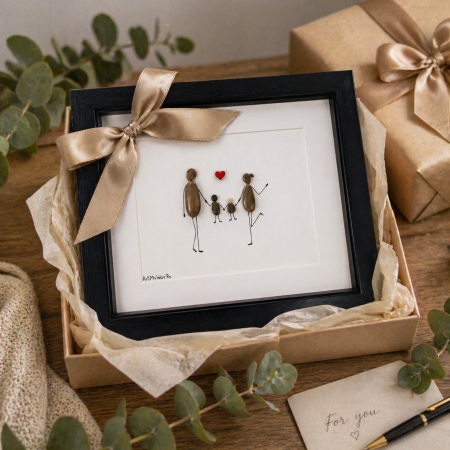 Tablou Pebble Art Our Family 4 Pietre Naturale Rau Handmade ArtMyWay Romania [1]