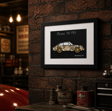 Tablou Porsche 911 1963 Handmade Piese Ceas Colectia ART my Cars ArtMyWay Romania [4]