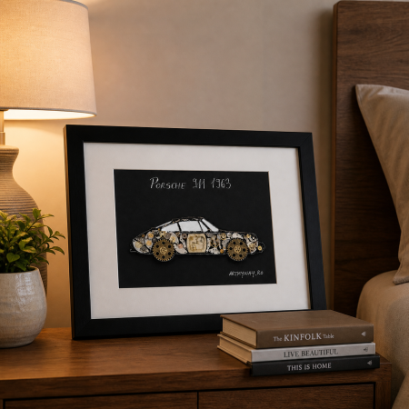 Tablouri - Tablou Porsche 911 1963 Handmade Piese Ceas Colectia ART my Cars ArtMyWay Romania