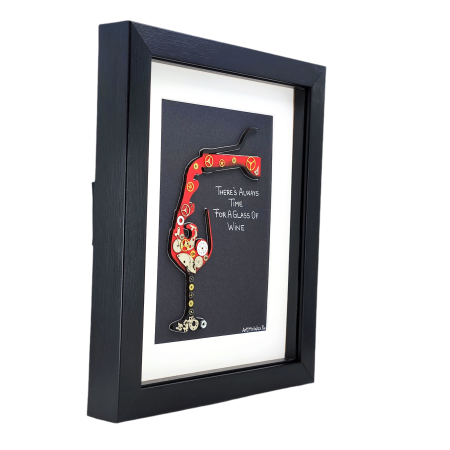 Tablou There Always Time Glass Wine vin mecanisme ceas SteamWall handmade ArtMyWay [5]
