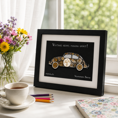 ART my Cars - Tablou Handmade Vintage Heart, Modern Spirit / Volkswagen Beetle - Colecția ART my Cars | Steampunk