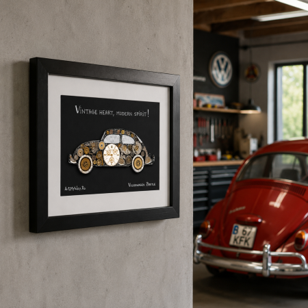 Tablou Handmade Vintage Heart, Modern Spirit / Volkswagen Beetle - Colecția ART my Cars | Steampunk [1]