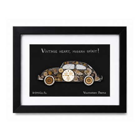 Tablou Handmade Vintage Heart, Modern Spirit / Volkswagen Beetle - Colecția ART my Cars | Steampunk [2]