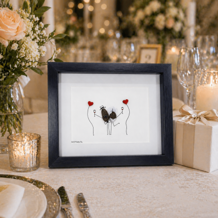 Tablouri cu Pietre de Rau / Pebble Art - Tablou Pebble Art Wedding Time Pietre Naturale Rau Handmade ArtMyWay Romania