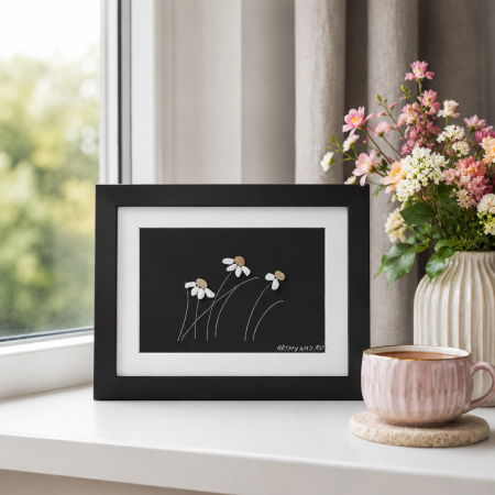 Tablouri cu Pietre de Rau / Pebble Art - Tablou Pebble Art Windy Days - Negru Pietre Naturale Rau Handmade ArtMyWay Romania