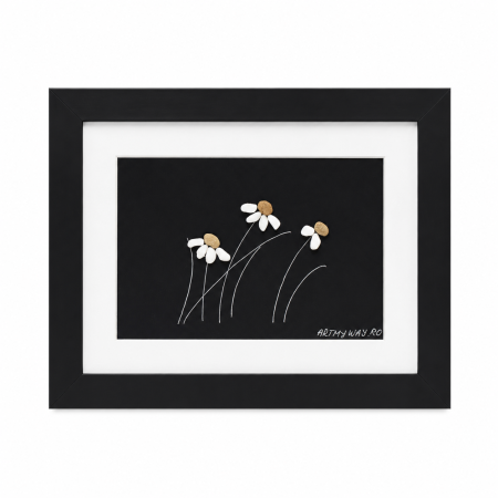 Tablou Pebble Art Windy Days - Negru Pietre Naturale Rau Handmade ArtMyWay Romania [3]