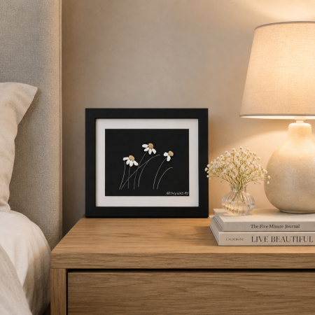 Tablou Pebble Art Windy Days - Negru Pietre Naturale Rau Handmade ArtMyWay Romania [1]