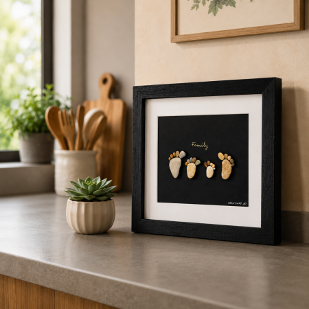 Tablou My Family 4 - Colecția Pebble Art | Familie de 4 Persoane Handmade