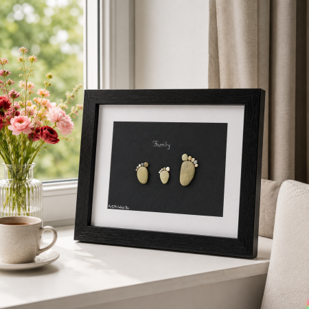 Tablouri cu Pietre de Rau / Pebble Art - Tablou My Family familie pietricele naturale Pebble Art ArtMyWay