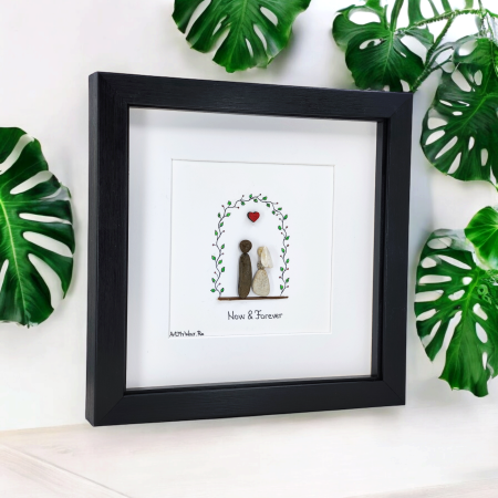 Tablou Happily Ever After cuplu pietricele naturale Pebble Art cadou romantic ArtMyWay [2]