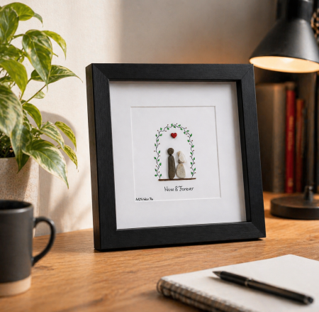 Tablouri cu Pietre de Rau / Pebble Art - Tablou Happily Ever After cuplu pietricele naturale Pebble Art cadou romantic ArtMyWay