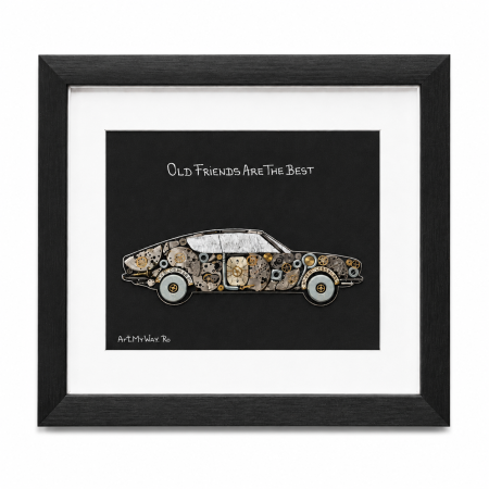 Tablou Old Friends are the Best - Audi 100 Coupé S  Handmade Macheta Steampunk ART my Cars ArtMyWay Romania [5]
