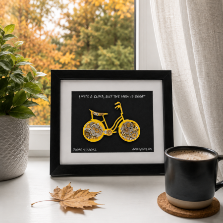 Tablouri - Tablou Pegas Strada 2 bicicleta handmade piese ceas SteamWall ArtMyWay