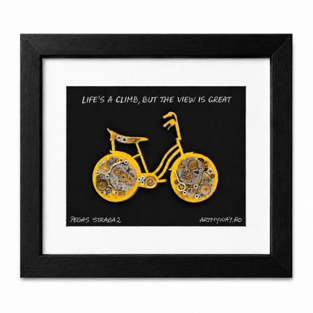 Tablou Pegas Strada 2 bicicleta handmade piese ceas SteamWall ArtMyWay [4]