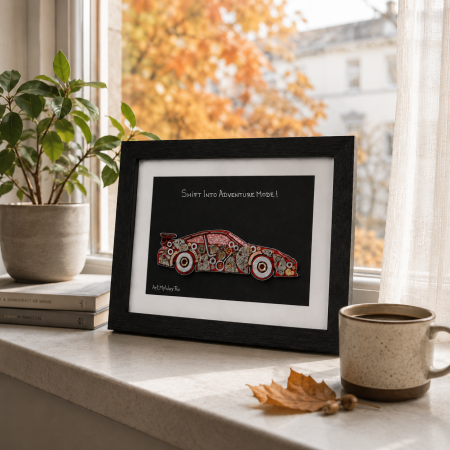 Tablouri - Tablou Porsche 911 GT3 RS Shift Into Adventure Mode steampunk piese ceas rosu racing ArtMyWay