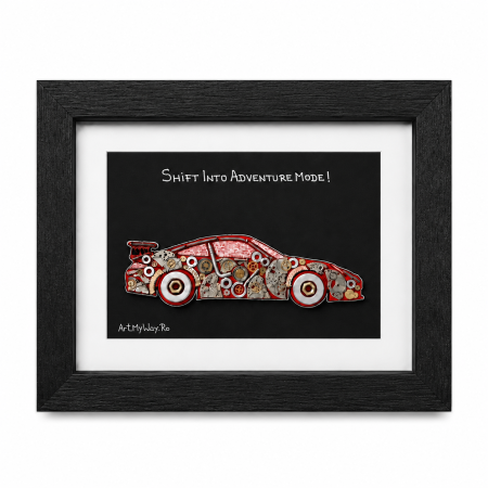 Tablou Porsche 911 GT3 RS Shift Into Adventure Mode steampunk piese ceas rosu racing ArtMyWay [1]