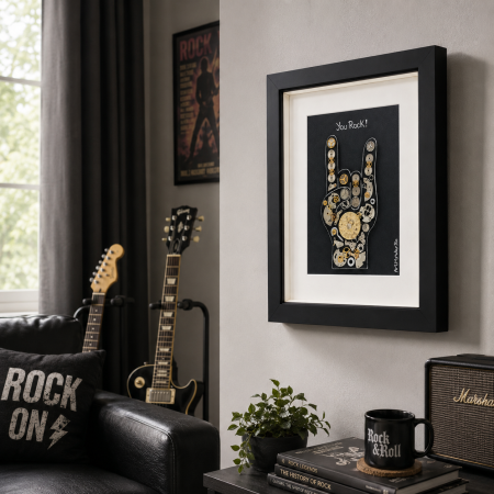Tablou YOU ROCK handmade mecanisme ceas SteamWall mesaj apreciere ArtMyWay [1]
