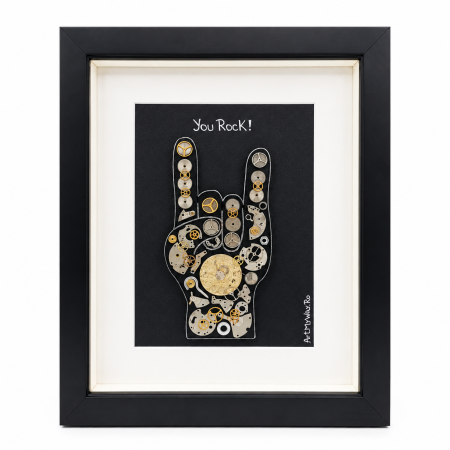 Tablou YOU ROCK handmade mecanisme ceas SteamWall mesaj apreciere ArtMyWay [2]