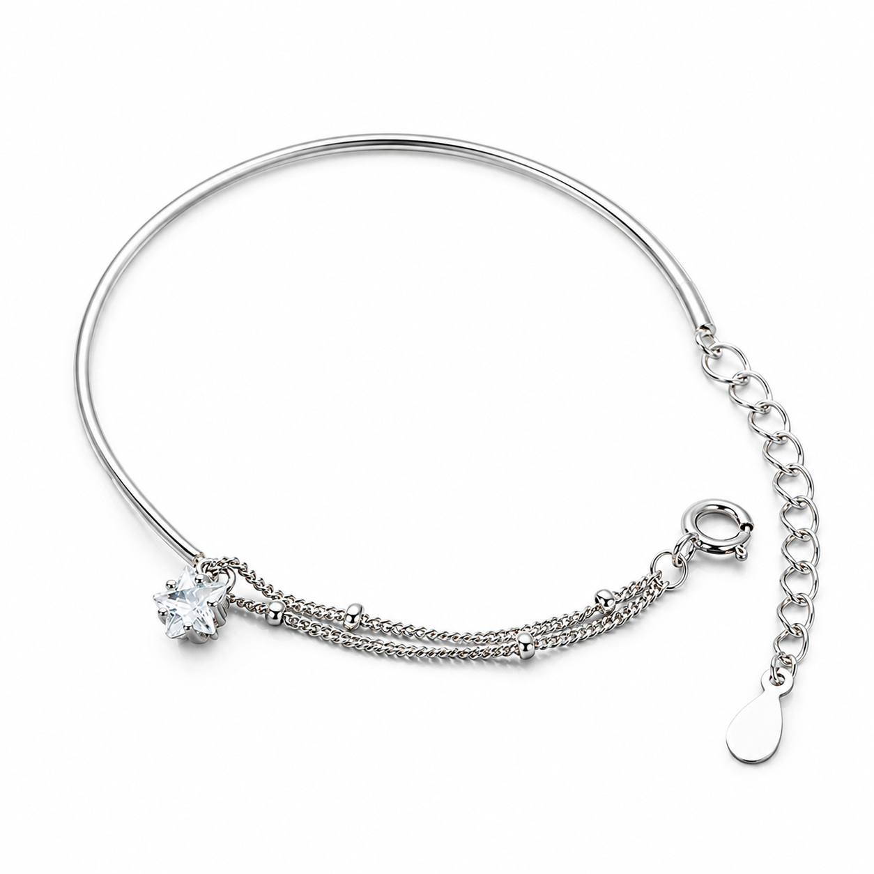 Brățară My Better Half - Argint 925 Bangle Semi-Rigid cu Charm Zirconiu Floare Bijuterie Statement ArtMyWay