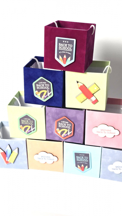 Cutie catifea, fara capac - 100X100X100 h mm ,, Back to school ” [3]