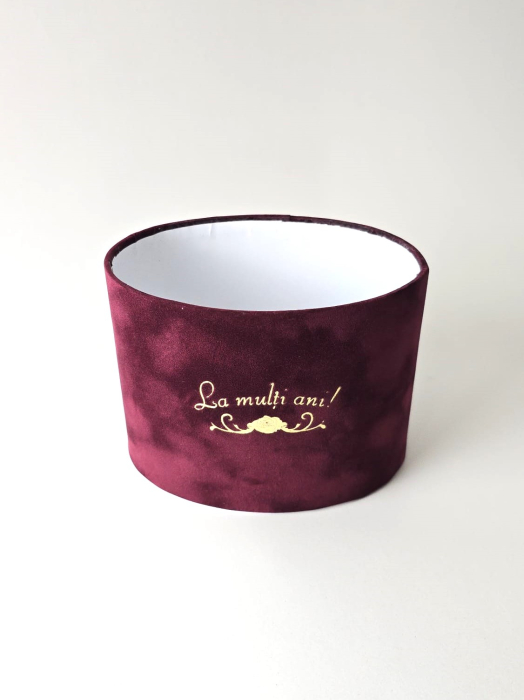 Cutie catifea SENSE, ovală, 160 x120x110h, ,, La mulți ani ,, fara capac - [1]