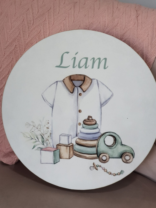 Cutie catifea, pentru trusou botez, imprimat color - LIAM [2]