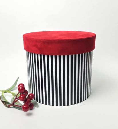 Cutii flori/aranjamente - 160x140mm h, hârtie model dungi cu capac catifea