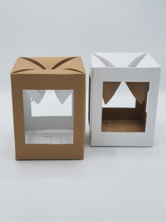 COLECTIA CRACIUN - Cutie pentru globuri, carton  kraft/ alb, 300 gr, cu autoformare 115x115x150h