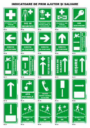 PLACUTE PSI SI SSM - AUTOCOLANTE DE PRIM AJUTOR SI SALVARE