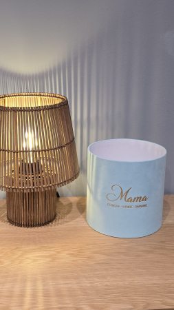 CUTII ROTUNDE, fără capac - Cutie catifea 150 x 150 h mm, fără capac, cu logo ,, Mama