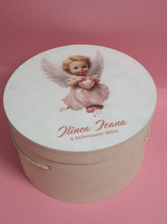 CUTII CATIFEA - Cutie, catifea, pentru trusou botez, imprimat color - Ingeras 3