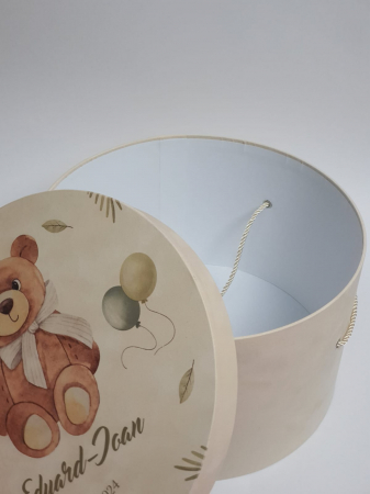 Cutie, catifea, pentru trusou botez, imprimat color -Ursulet [1]