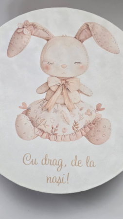 Cutie, catifea, pentru trusou botez, imprimat color - model ,, Iepuraș” [2]
