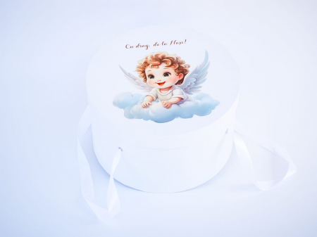 CUTII CATIFEA - Cutie, catifea, pentru trusou botez, imprimată color - Ingeras 1