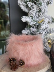 COLECTIA CRACIUN - Cutie invelita in blanita cu fir lung Diametru 15cm/ Inaltime 10cm