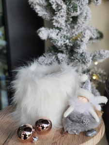 Cutii pentru coronițe - Cutie invelita in blanita cu fir lung Diametru 12cm/ Inaltime 11cm