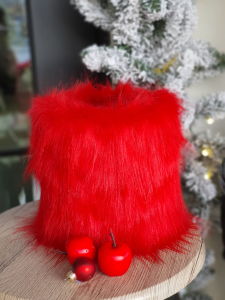 COLECTIA CRACIUN - Cutie invelita in blanita cu fir lung Diametru 15cm/ Inaltime 15 cm