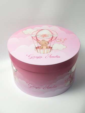 CUTII TRUSOU - Cutie pentru trusou botez Imprimată color  -Baby girl