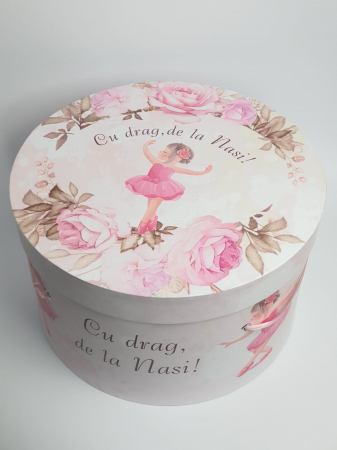 CUTII TRUSOU - Cutie pentru trusou botez Imprimată color  -  Balerina