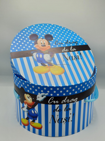 CUTII HARTIE - Cutie pentru trusou botez Imprimată color  -  Mickey