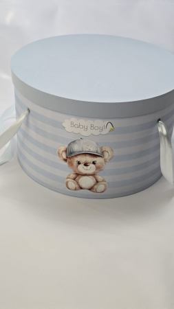 CUTII HARTIE - Cutie pentru trusou botez - 400x250 h - model BABY BOY