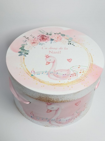 CUTII HARTIE - Cutie pentru trusou botez Imprimată color  -  Note muzicale